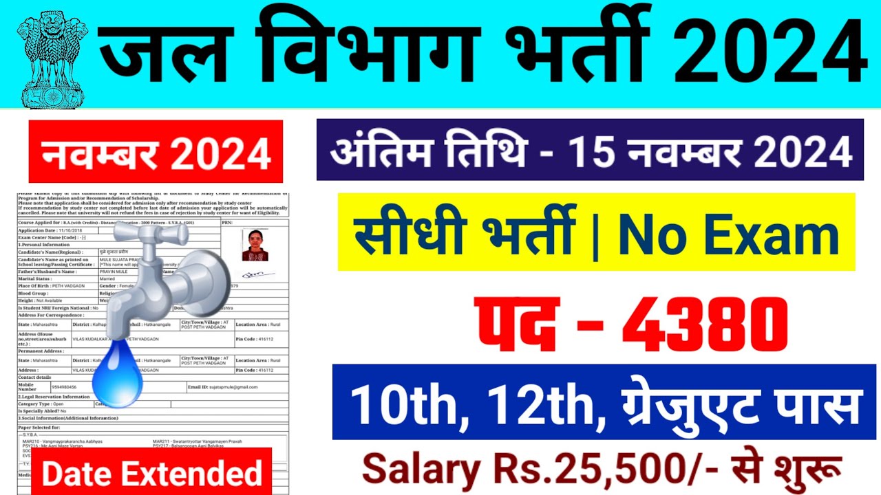 Water Department Recruitment 2024